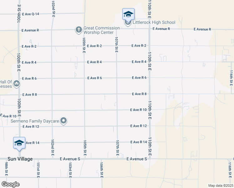 map of restaurants, bars, coffee shops, grocery stores, and more near East Avenue R 8 in Sun Village