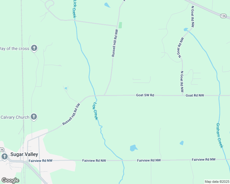 map of restaurants, bars, coffee shops, grocery stores, and more near Goat Road Northwest in Gordon County