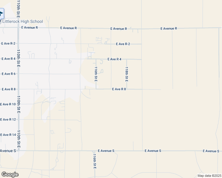 map of restaurants, bars, coffee shops, grocery stores, and more near 117th Street East in Sun Village