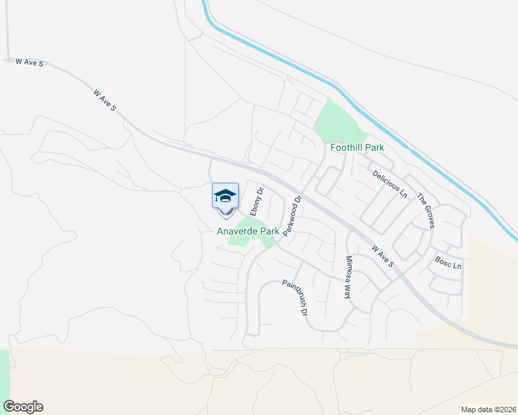 map of restaurants, bars, coffee shops, grocery stores, and more near 37534 Ebony Drive in Palmdale