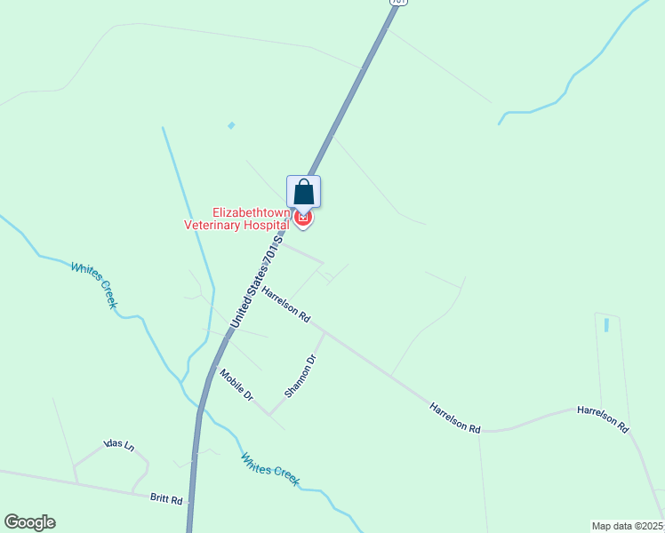 map of restaurants, bars, coffee shops, grocery stores, and more near 81 Rosemont Lane in Clarkton