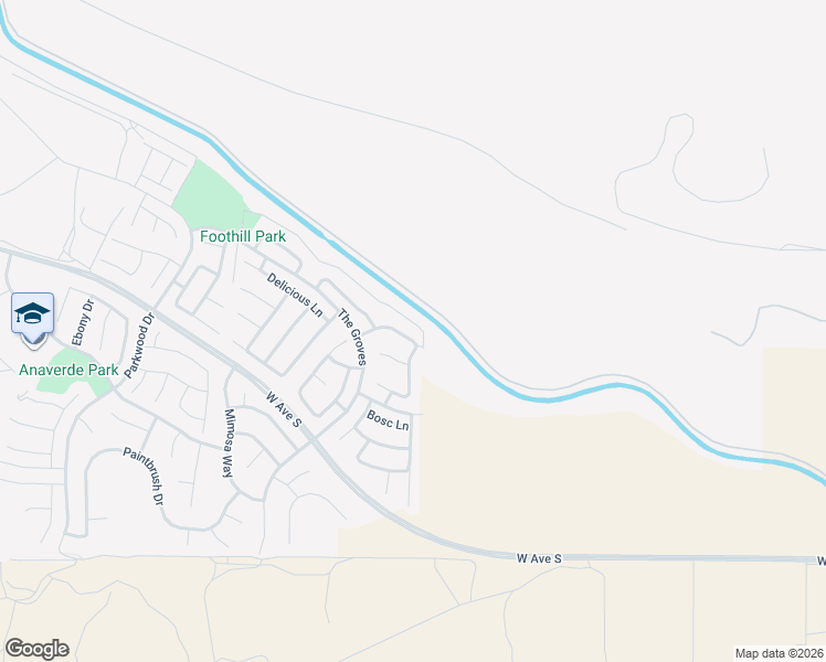 map of restaurants, bars, coffee shops, grocery stores, and more near 2021 Tangerine Street in Palmdale