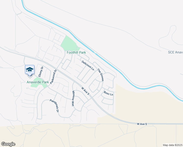 map of restaurants, bars, coffee shops, grocery stores, and more near 37607 Lemonwood Drive in Palmdale