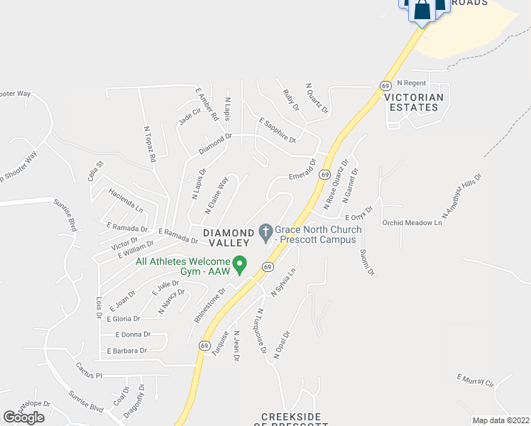 map of restaurants, bars, coffee shops, grocery stores, and more near 5067 East Ramada Drive in Prescott
