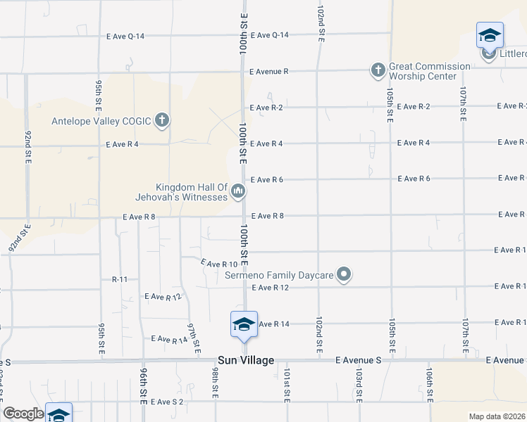 map of restaurants, bars, coffee shops, grocery stores, and more near 10031 East Avenue R 8 in Littlerock