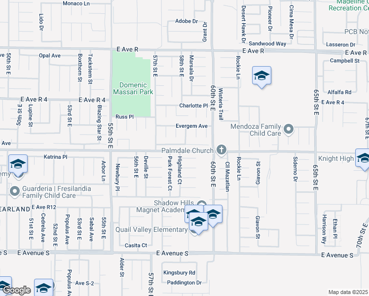 map of restaurants, bars, coffee shops, grocery stores, and more near 5810 Blue Sage Drive in Palmdale