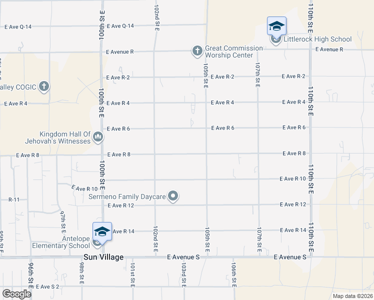 map of restaurants, bars, coffee shops, grocery stores, and more near 10319 East Avenue R 8 in Littlerock
