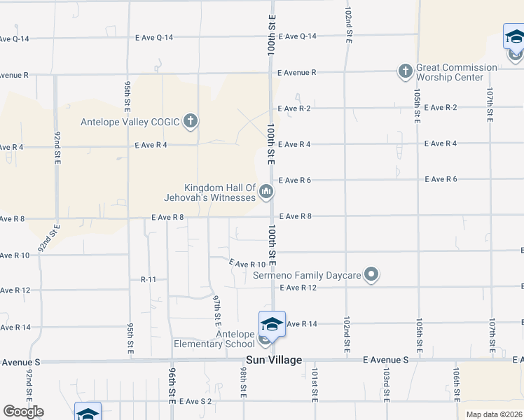 map of restaurants, bars, coffee shops, grocery stores, and more near 37623 100th Street East in Littlerock