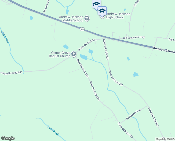 map of restaurants, bars, coffee shops, grocery stores, and more near 293 State Road S-29-176 in Kershaw