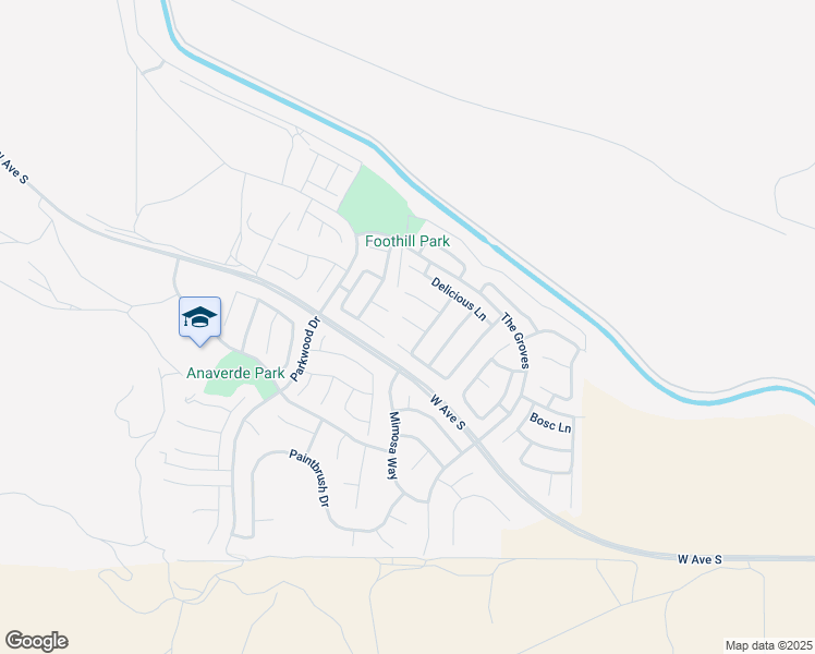 map of restaurants, bars, coffee shops, grocery stores, and more near 2438 Brompton Court in Palmdale