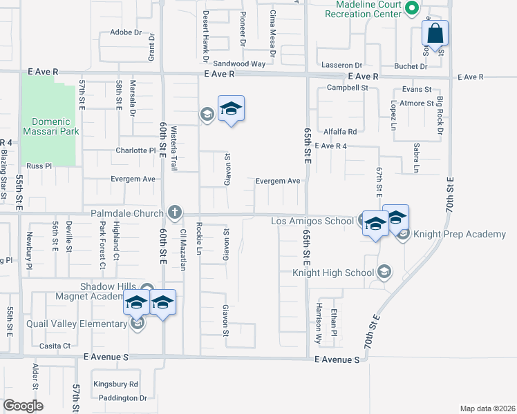 map of restaurants, bars, coffee shops, grocery stores, and more near 37608 Ribbon Street in Palmdale