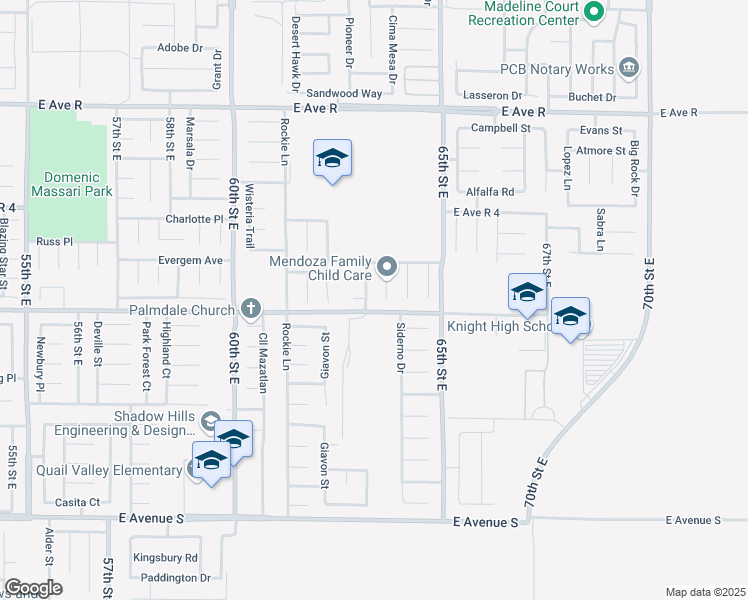 map of restaurants, bars, coffee shops, grocery stores, and more near 37608 Ribbon Street in Palmdale