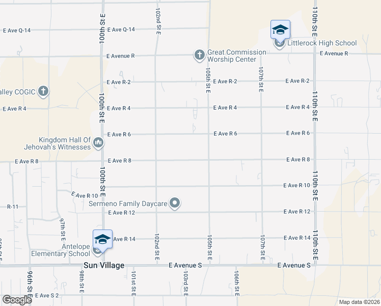 map of restaurants, bars, coffee shops, grocery stores, and more near 10319 East Avenue R 8 in Littlerock