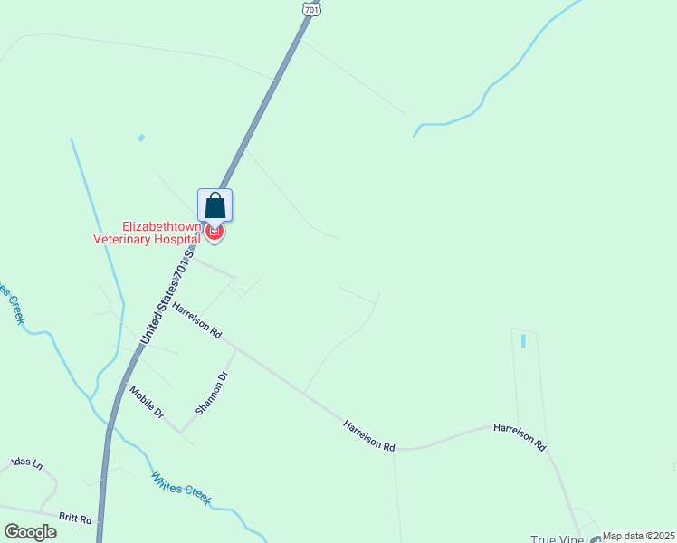 map of restaurants, bars, coffee shops, grocery stores, and more near 358 Mae Belles Drive in Clarkton