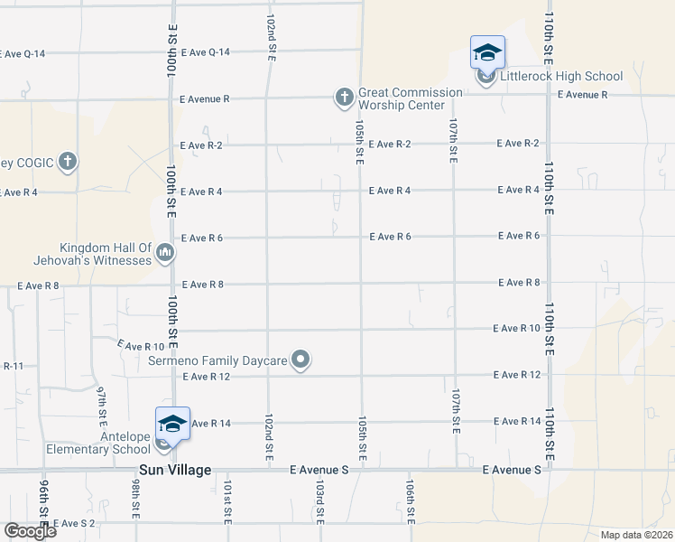 map of restaurants, bars, coffee shops, grocery stores, and more near 10333 East Avenue R 8 in Littlerock