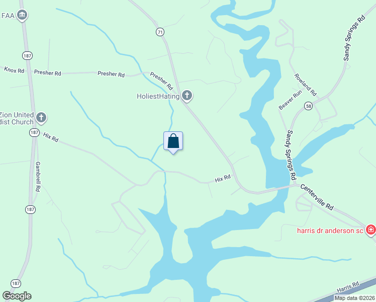 map of restaurants, bars, coffee shops, grocery stores, and more near 5659 Hix Road in Anderson