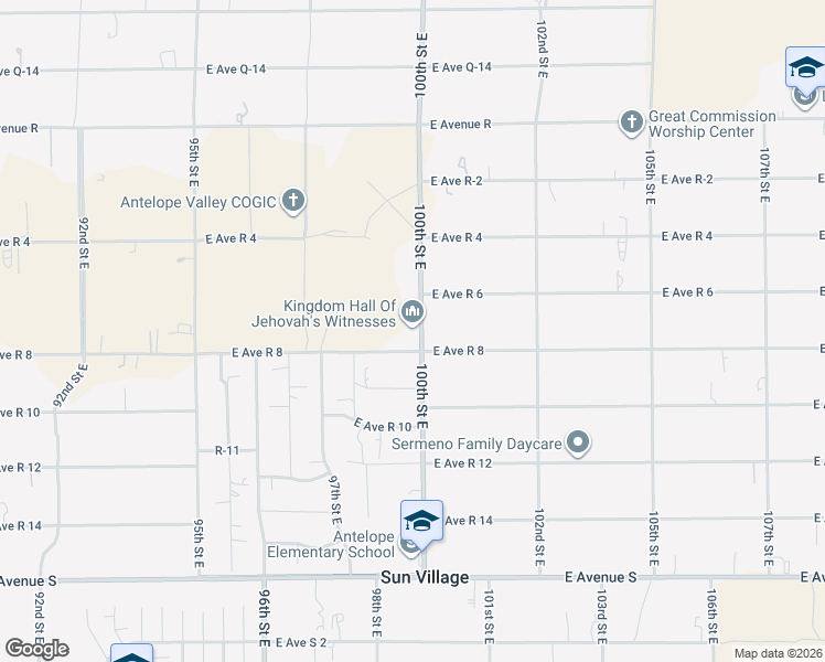 map of restaurants, bars, coffee shops, grocery stores, and more near 37623 100th Street East in Littlerock