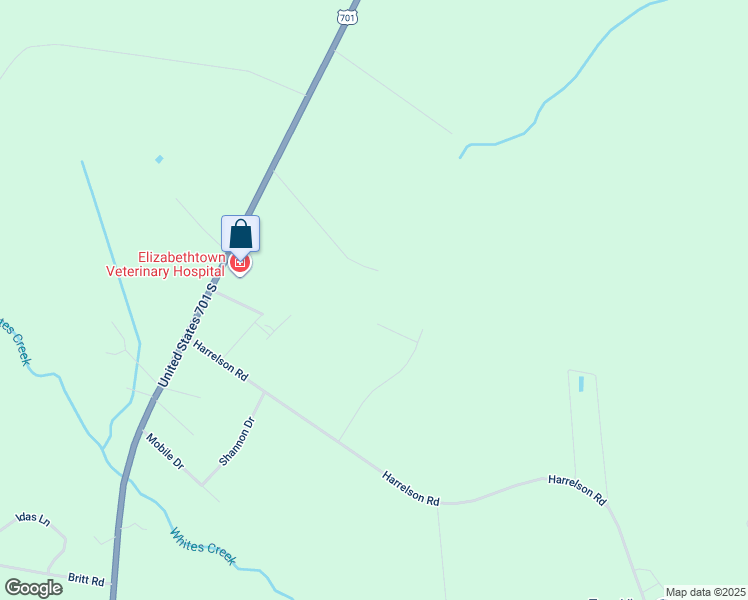 map of restaurants, bars, coffee shops, grocery stores, and more near 358 Mae Belles Drive in Clarkton