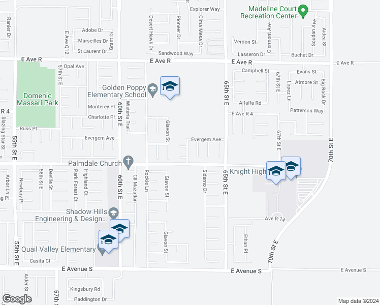 map of restaurants, bars, coffee shops, grocery stores, and more near 37624 Ribbon Street in Palmdale