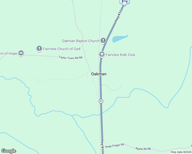 map of restaurants, bars, coffee shops, grocery stores, and more near 123 Railroad Street in Oakman