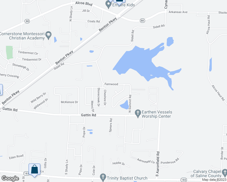 map of restaurants, bars, coffee shops, grocery stores, and more near 3831 Winterbrook Cove in Benton