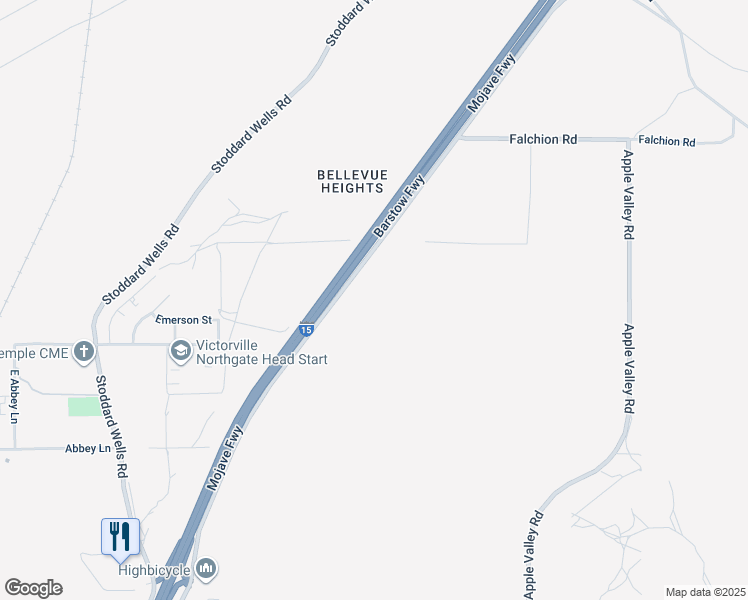 map of restaurants, bars, coffee shops, grocery stores, and more near Outer Highway 15 North in Apple Valley