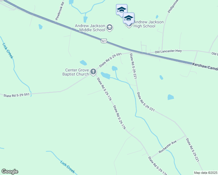 map of restaurants, bars, coffee shops, grocery stores, and more near 293 State Road S-29-176 in Kershaw