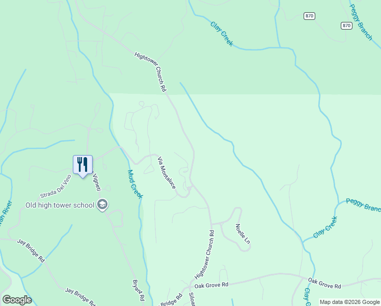 map of restaurants, bars, coffee shops, grocery stores, and more near 701 Hightower Church Rd in Dahlonega