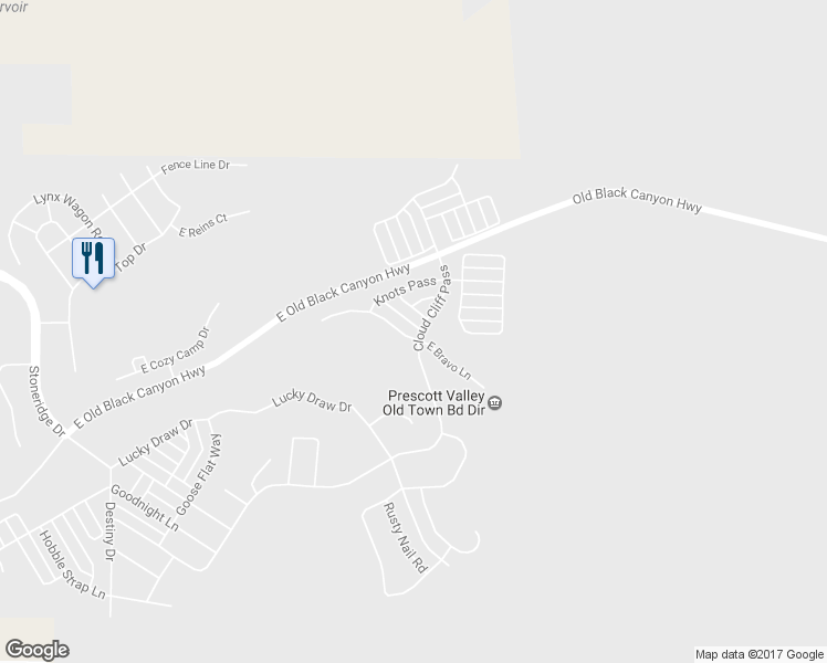 map of restaurants, bars, coffee shops, grocery stores, and more near 7754 East Bravo Lane in Prescott Valley