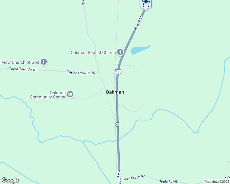 map of restaurants, bars, coffee shops, grocery stores, and more near in Oakman
