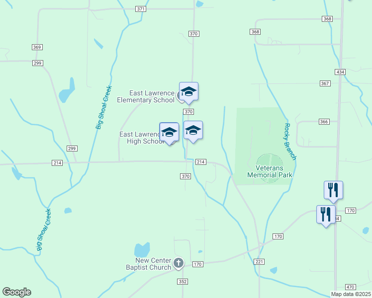 map of restaurants, bars, coffee shops, grocery stores, and more near 55 County Road 370 in Trinity