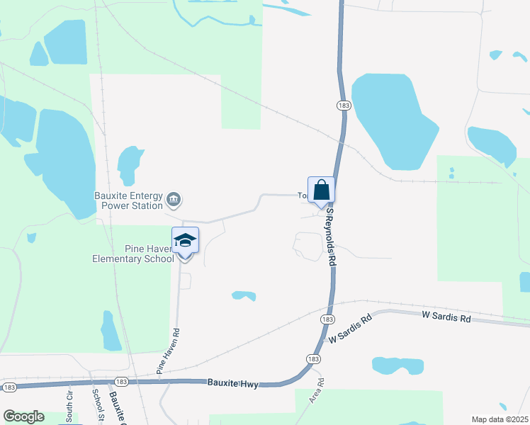 map of restaurants, bars, coffee shops, grocery stores, and more near 1000 Tom Road in Bauxite
