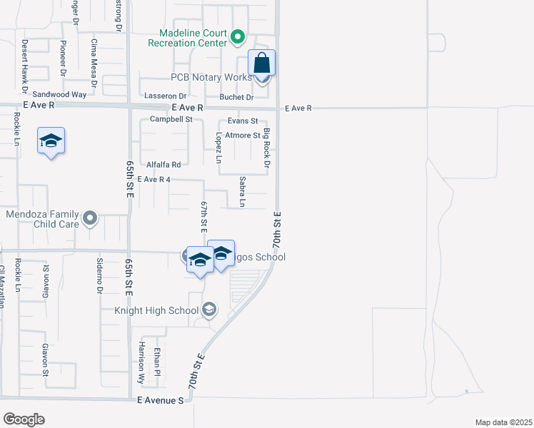 map of restaurants, bars, coffee shops, grocery stores, and more near 6940 Jack Rabbit Way in Palmdale