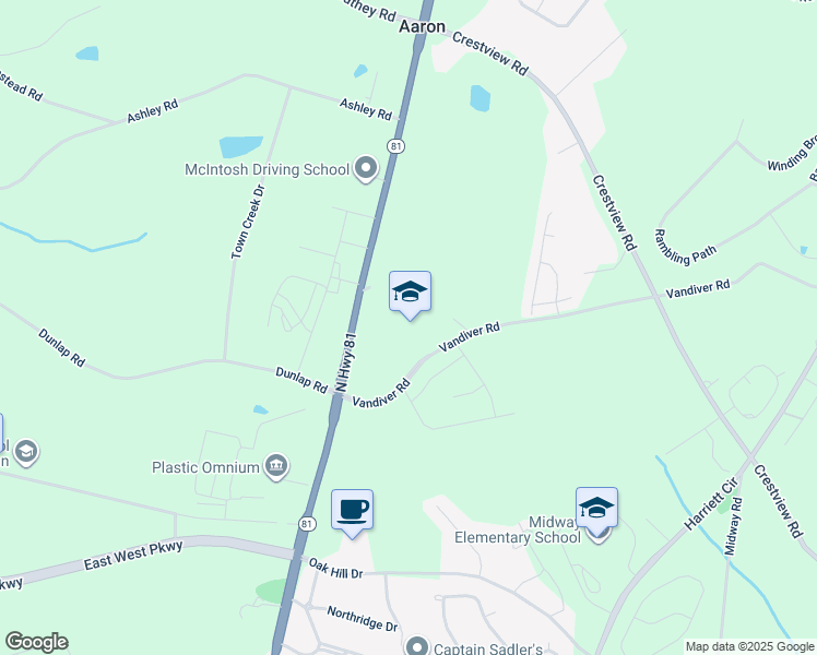 map of restaurants, bars, coffee shops, grocery stores, and more near 2600 South Carolina 81 in Anderson