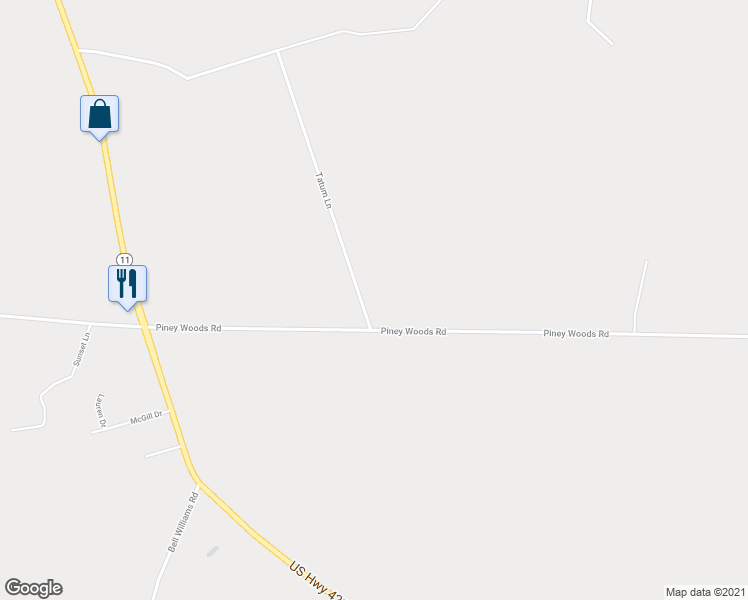 map of restaurants, bars, coffee shops, grocery stores, and more near 8106 Piney Woods Road in Pender County