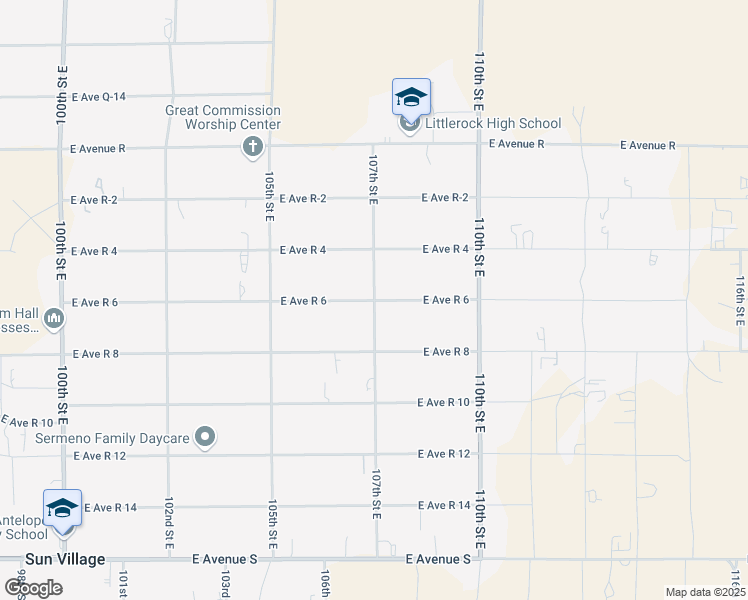 map of restaurants, bars, coffee shops, grocery stores, and more near East Avenue R 6 in Sun Village