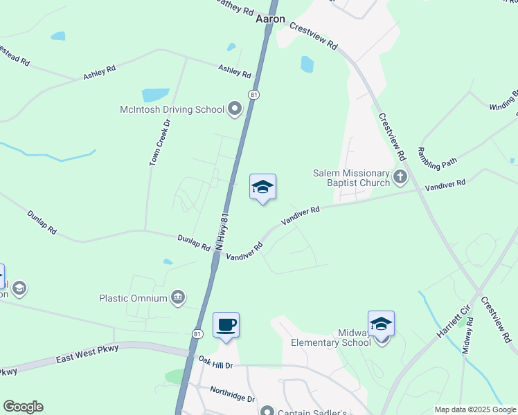 map of restaurants, bars, coffee shops, grocery stores, and more near 2600 South Carolina 81 in Anderson