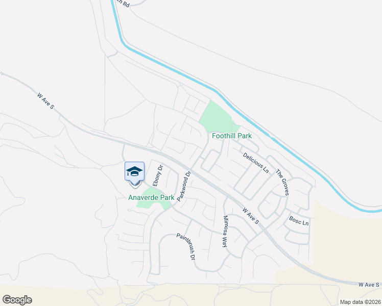 map of restaurants, bars, coffee shops, grocery stores, and more near 37701 Alianthus Lane in Palmdale