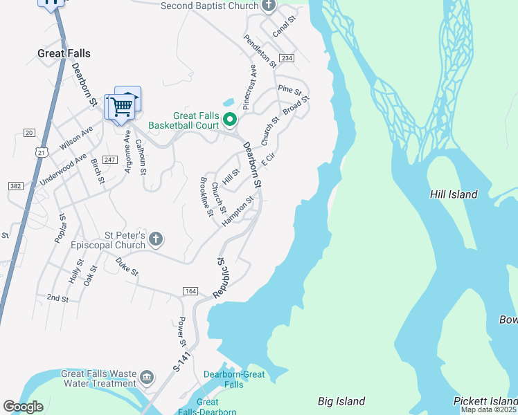 map of restaurants, bars, coffee shops, grocery stores, and more near 808 Dearborn Street in Great Falls
