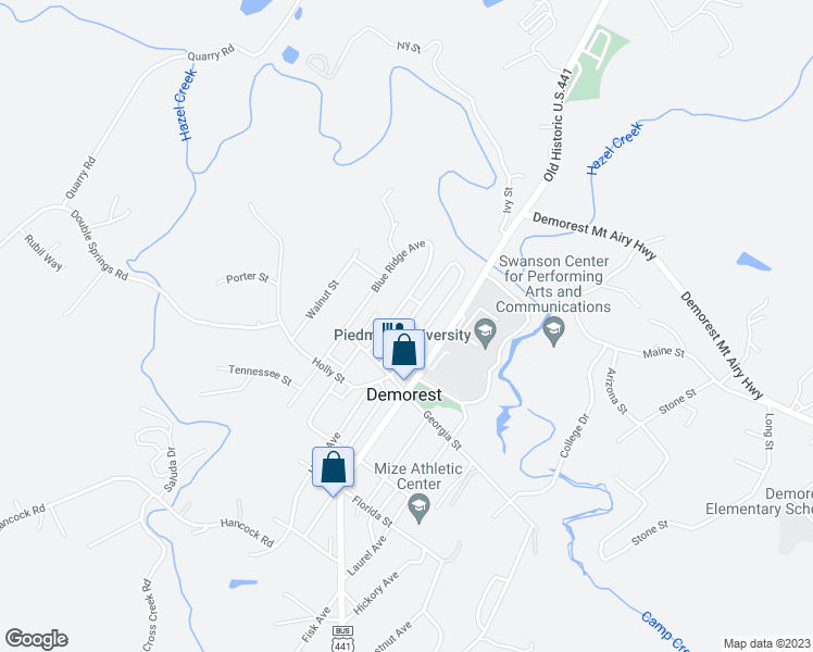 map of restaurants, bars, coffee shops, grocery stores, and more near 186 Tomlin Alley in Demorest