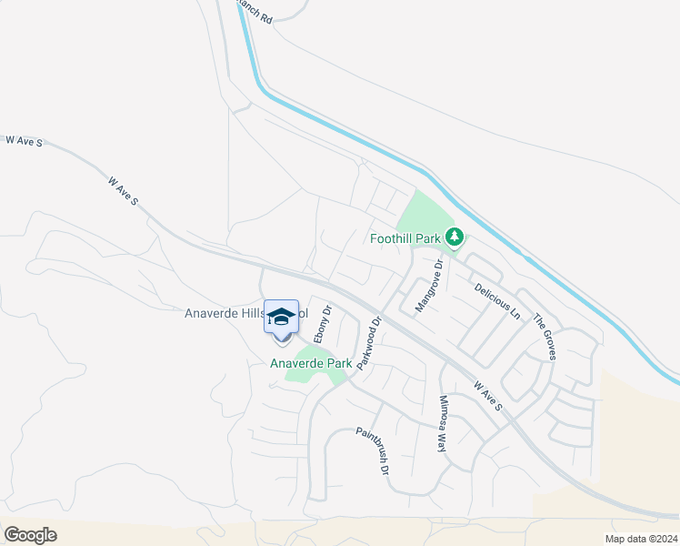 map of restaurants, bars, coffee shops, grocery stores, and more near 2706 Goldenrain Street in Palmdale