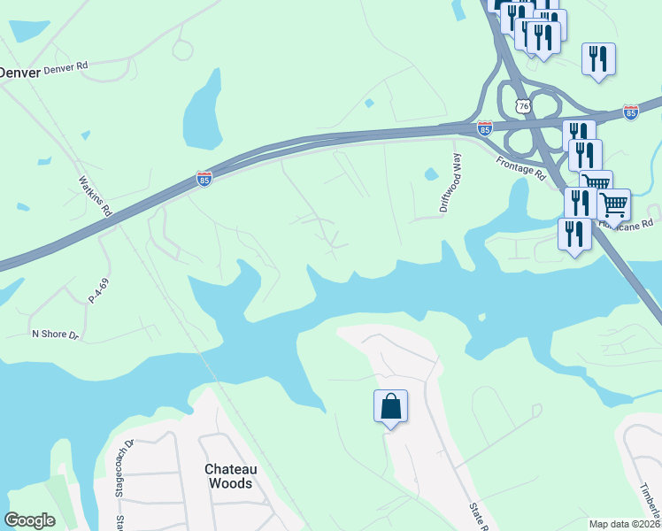 map of restaurants, bars, coffee shops, grocery stores, and more near 1602 Leeward Road in Anderson