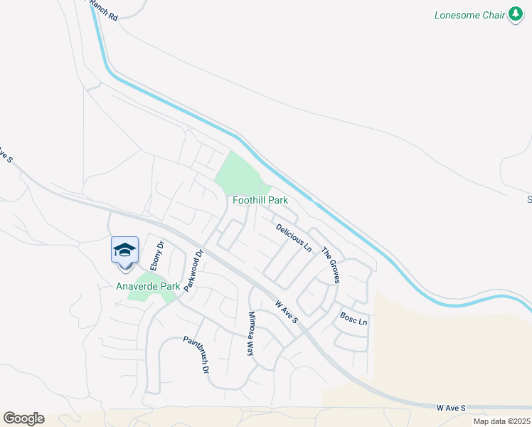 map of restaurants, bars, coffee shops, grocery stores, and more near 2455 Delicious Lane in Palmdale
