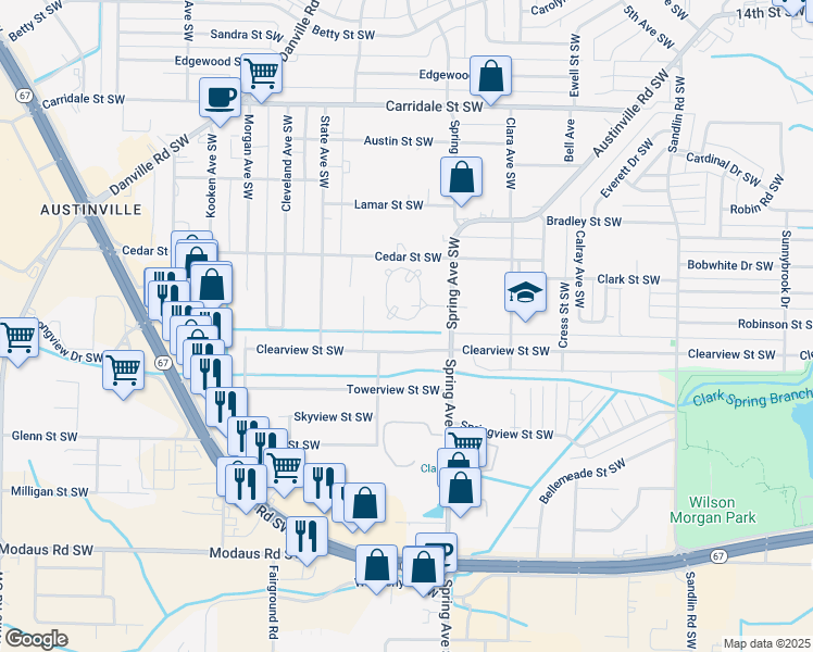 map of restaurants, bars, coffee shops, grocery stores, and more near 976 Tracey Lane in Decatur