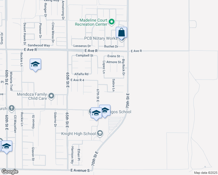 map of restaurants, bars, coffee shops, grocery stores, and more near 37732 Phelan Lane in Palmdale