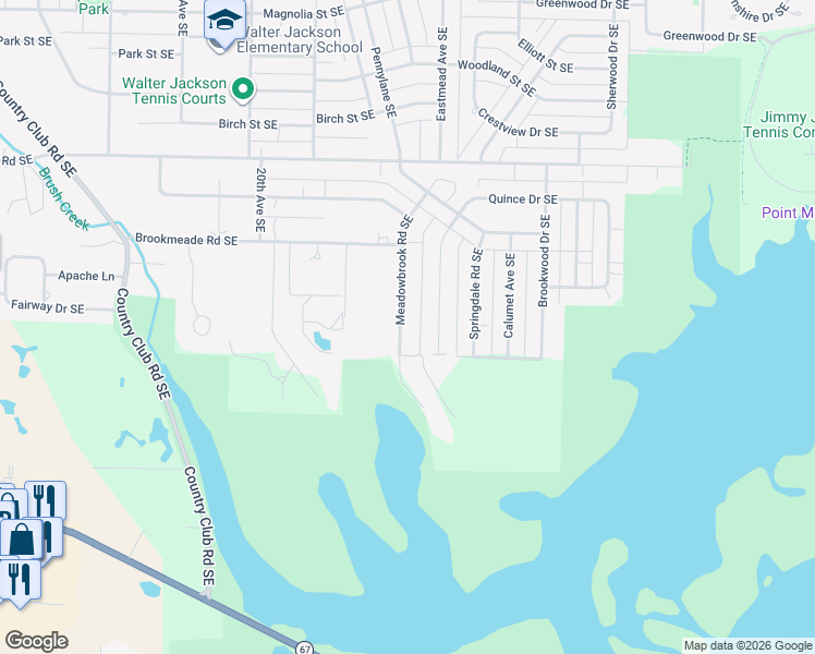 map of restaurants, bars, coffee shops, grocery stores, and more near 2316 Meadowbrook Road Southeast in Decatur