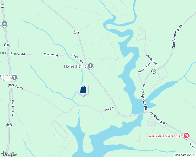 map of restaurants, bars, coffee shops, grocery stores, and more near 3336 Centerville Road in Anderson