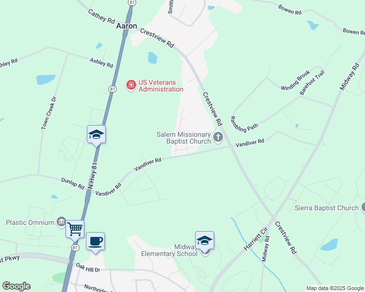 map of restaurants, bars, coffee shops, grocery stores, and more near 107 Duraleigh Road in Anderson
