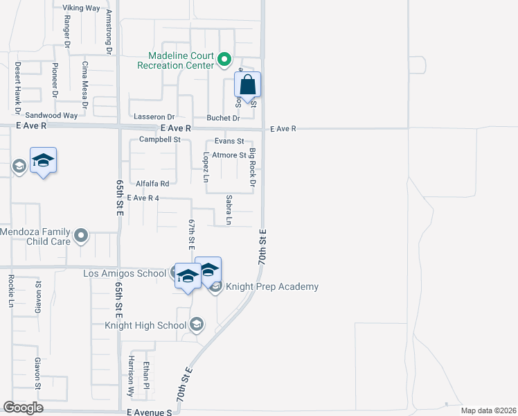 map of restaurants, bars, coffee shops, grocery stores, and more near 6940 Jack Rabbit Way in Palmdale