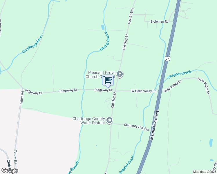 map of restaurants, bars, coffee shops, grocery stores, and more near 2093 Old Highway 27 in Trion